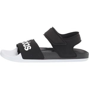 Adidas Adilette Velcro Strap Sandal Black White Womens 9 NWT